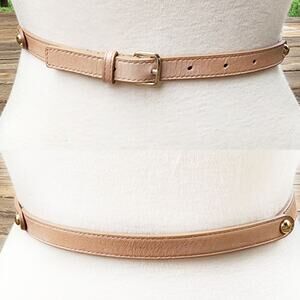 Talbots Womens Natural Tan Thin Leather Belt sz Small Classic Workwear Everyday
